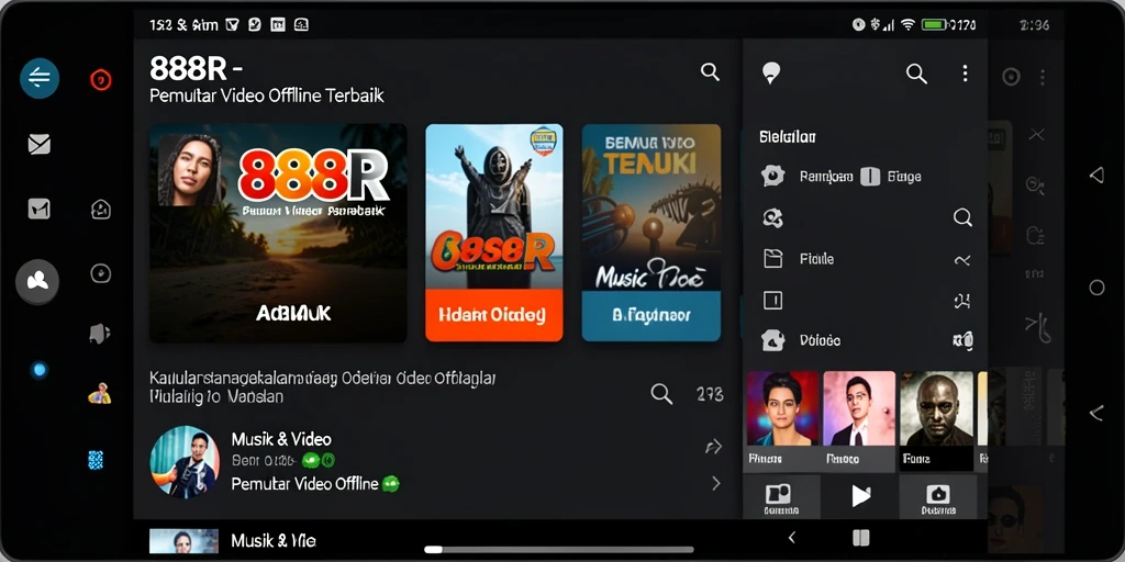 Antarmuka aplikasi 888R yang user-friendly untuk Pemutar Video Offline.