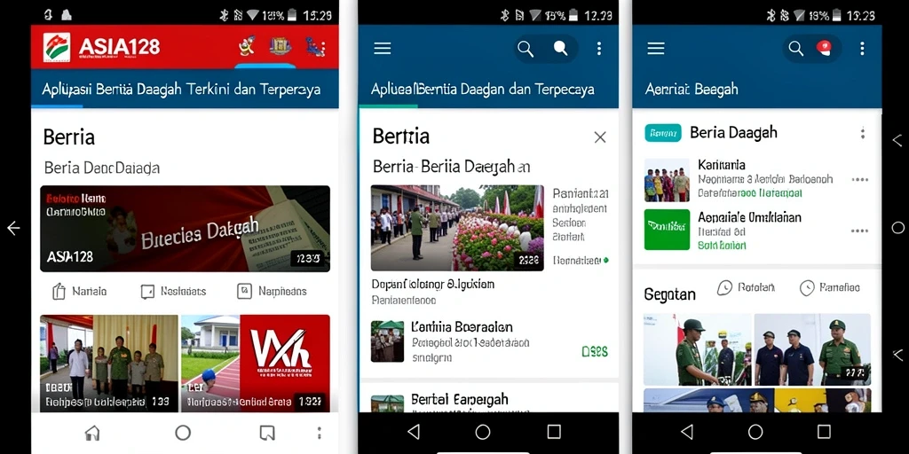 Tampilan antarmuka aplikasi ASIA128 untuk berita daerah.