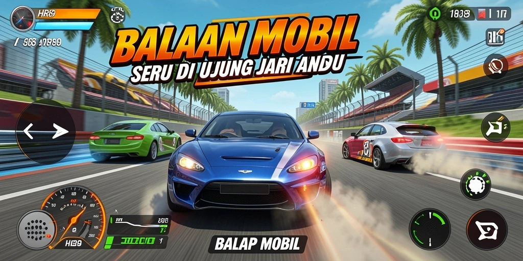 Tampilan antarmuka game Balap Mobil HR89 yang menarik dan fungsional.
